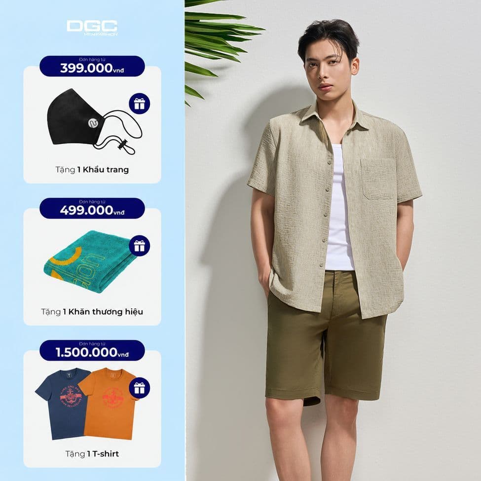 Áo Sơ Mi Ngắn Tay DGC Dáng Suông Vạt Bằng, Chất Vải Thoáng Mát Thời Trang Hè Cao Cấp - SASNBF29M