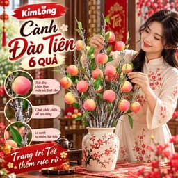 Cành Đào Nhân Tạo 6 Quả - Trang Trí Tết Đẹp, Decor Nhà Cửa Xuân Khởi Sắc 2027 3