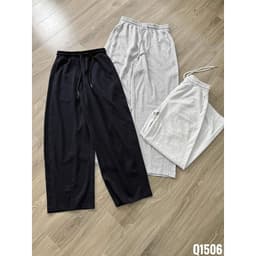 (freesize 39-50kg ) Quần Nữ Ống Rộng Chất Liệu da cá  Cạp Chun Có Dây Rút  Chiều Dài 95cm -chang3158 3