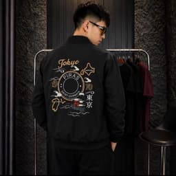 Áo khoác Gió Bomber Hoạ tiết TOKYO chất gió 2 lớp bo gân thời trang cao cấp 2