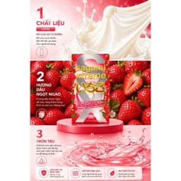 Bao cao su siêu mỏng Sagami Strawberry hương dâu bcs kéo dài thời gian Hộp 10c OiO 2