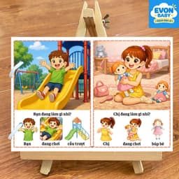 Thẻ flash dạy bé tập nói EVON BABY - Giúp Bé Tập Nói Sớm - Mẹ hỏi bé - Ai ĐANG LÀM GÌ? 8