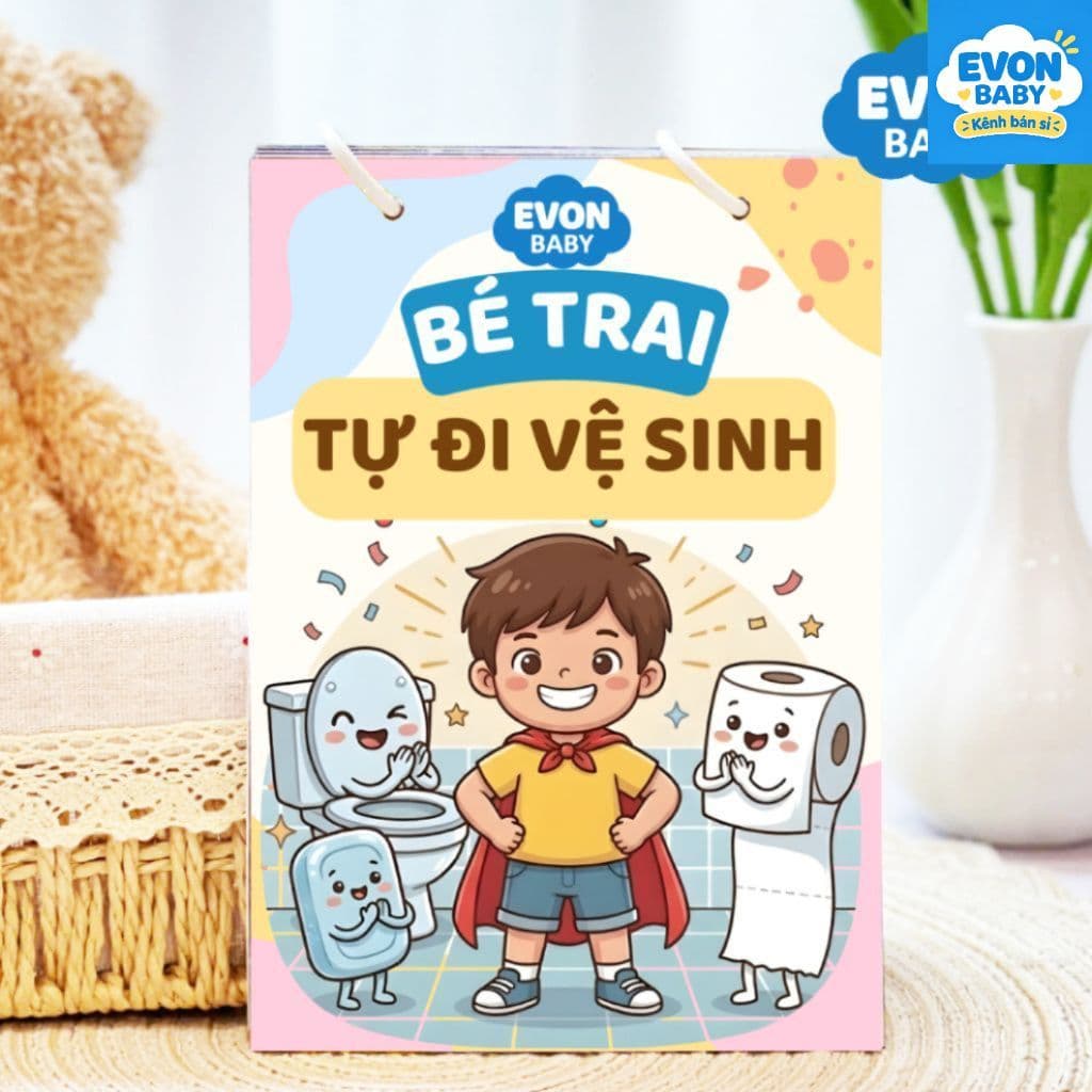 Thẻ Flash EVON BABY dạy bé tập nói - BÉ TRAI TỰ ĐI VỆ SINH
