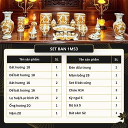 [FULL SET] Bộ thờ men trắng Phúc Lộc Thọ RỒNG VIỆT cao cấp Gốm Bát Tràng - hoàn hảo bàn thờ gia tiên 2
