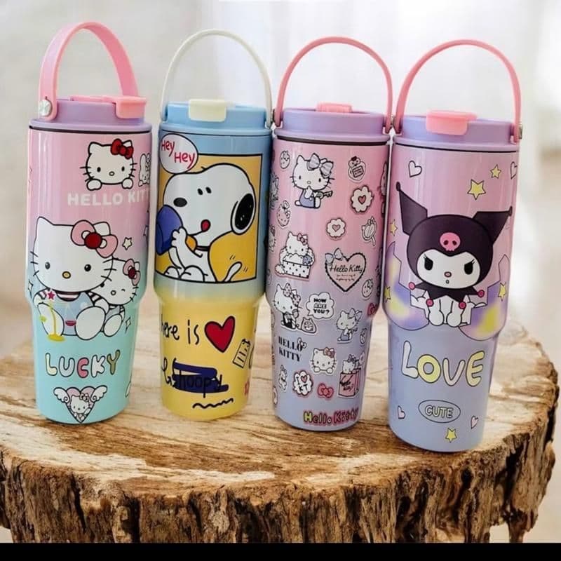 Ly Giữ Nhiệt Cute 890ml - Dễ Thương, Họa Tiết ( Tặng phụ kiện + Sticker )