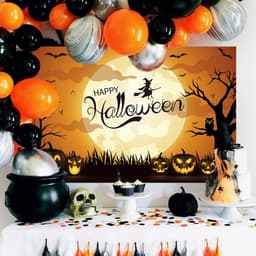 Rèm Phông Nền Polyester Chủ Đề Halloween Trang Trí Nhà Cửa In Bạt Tặng Kèm móc dán treo tường 8
