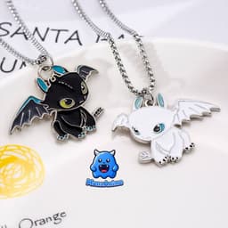Dây Chuyền How To Train Your Dragon Toothless vs Light Fury - Vòng Cổ Huấn Luyện Rồng Kim Loại Anime Unisex 1