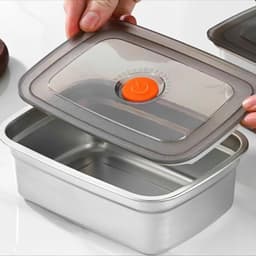 Combo 5 Hộp Đựng Thực Phẩm 1500ml inox có nắp đậy hút chân không, Khay Đựng để tủ lạnh ngăn mùi 19cm x 8,5cm x 13,8cm 9