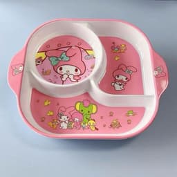 Khay ăn chia ngăn cho bé, Đĩa ăn hoạt hình cho trẻ em hello kitty -cinnamoroll - kuromi - doremon đáng yêu an toàn 6