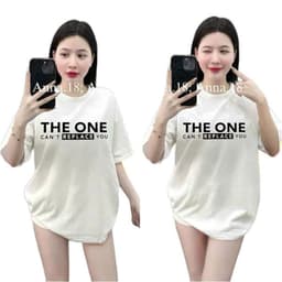 (  Áo Thun MỎNG )  Áo Thun Cotton Form Oversize Unisex Nam Nữ Đơn Giản Basic Mặc Hằng Ngày chữ THE ONE 1