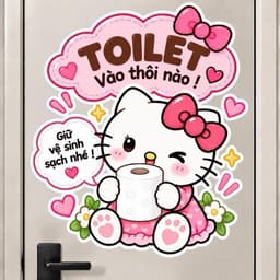 "Decal Dán Cửa Nhà Vệ Sinh Hoạt Hình Dễ Thương, Chống Thấm Nước, Bền Đẹp" 2