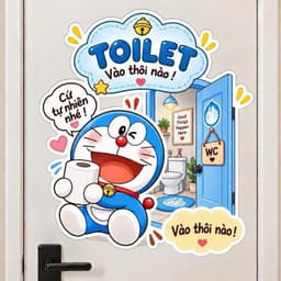 "Decal Dán Cửa Nhà Vệ Sinh Hoạt Hình Dễ Thương, Chống Thấm Nước, Bền Đẹp" 7