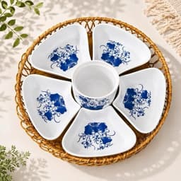 [GOCHY] Bộ Bát Đĩa Hoa Mai 5 Cánh Kèm Khay Mây 33CM Làm Mâm Cúng Bàn Thờ Thần Tài, Mâm Chè, Mâm Xôi Siêu xᶖnh, Ý Nghĩa 6
