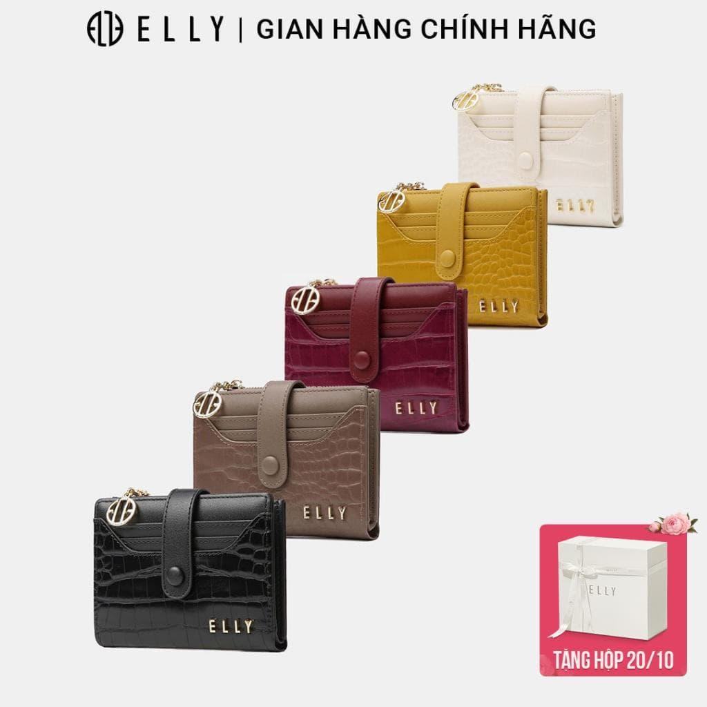 [Tặng hộp 20.10] Ví da nữ ELLY EVH108 ví cầm tay da tổng hợp cao cấp nhiều ngăn thời trang thanh lịch