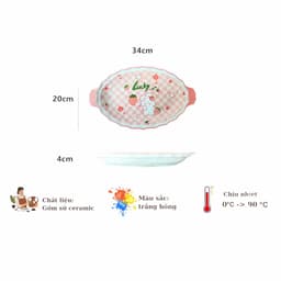 Bộ Bát Đĩa gốm sứ họa tiết Thỏ Hồng LUCKY - DỄ THƯƠNG DÀY DẶN 6