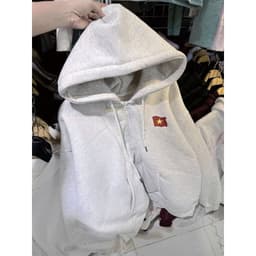 Áo khoác nỉ unisex dài tay màu xám có mũ 2 lớp và khóa kéo năng động cho mọi lứa tuổi-linhhai98 8