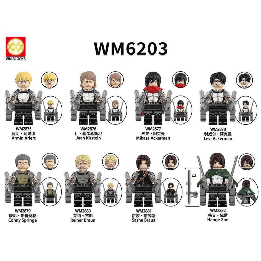 Minifigure Attack On Titan Đồ Chơi Lắp Ráp Mô hình Các Nhân Vật Truyện Tranh Attack on TiTan (WM6203)