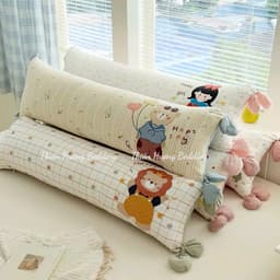 Gối ôm hoạt hình Vải Cotton Thêu Hình Thú Kích Thước 35x100cm Tháo Được Vỏ - Thiên Hương Bedding 1