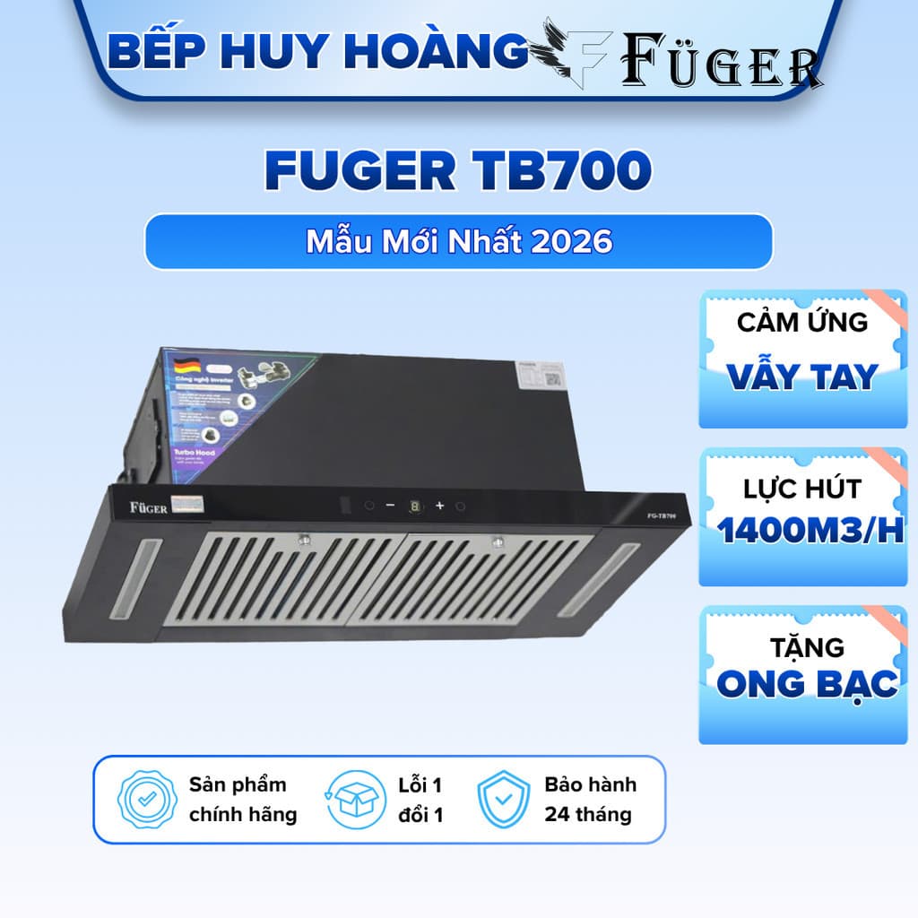 Máy hút mùi âm tủ Fuger TB700 | Hút mùi cảm ứng, cảm biến vẫy tay | Động cơ tuabin công suất 1500m3/h | Bảo hành 2năm