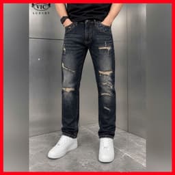 JEAN NAM CỰC CHẤT, RÁCH CÁ TÍNH, LÊN DÁNG CỰC ĐẸP, ĐI CHƠI HAY MẶC HÀNG NGÀY ĐỀU ĐẸP QJ-3282 VIC 2