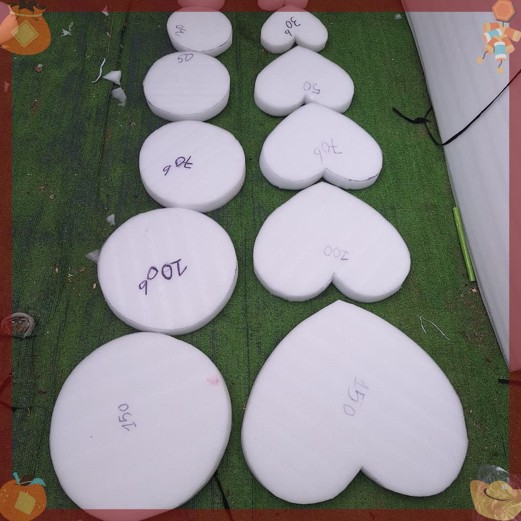 Set 5 Phôi Xốp Cắm Hoa Hình Trái Tim Và Tròn Chuyên Dụng Làm Hoa Sáp, Hoa Lụa