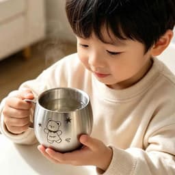Cốc inox 304 cho trẻ, tay cầm tiện lợi, họa tiết thú, dung tích 150ml, nhập khẩu cao cấp. 5