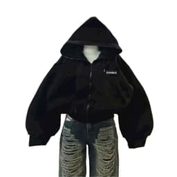 Tổng hợp Áo khoác hoodie nữ chất liệu nỉ form rộng MÀU ĐEN có khoá kéo -thoitrangHSS 3