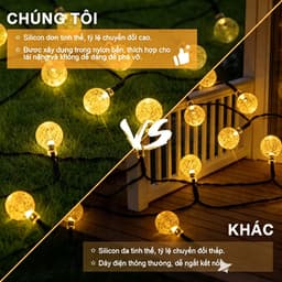 Đèn Led Trang Trí Năng Lượng Mặt Trời Hoàng Kim Dài 12m Gồm 100 Bóng Tròn, Tấm Pin Cao Cấp Có-89 4