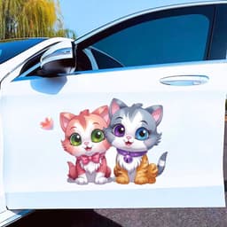 Decal Dán Xe Hơi  Hình Cặp Đôi Mèo Chibi Dễ Thương Chống Thấm Nước 4
