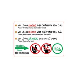Decal Nội Quy Vệ Sinh, Nhắc Nhở Không Bỏ Giấy Vào Bồn Cầu, Không Đặt Chân Lên Bồn Cầu, Dán Tường, Kính 6
