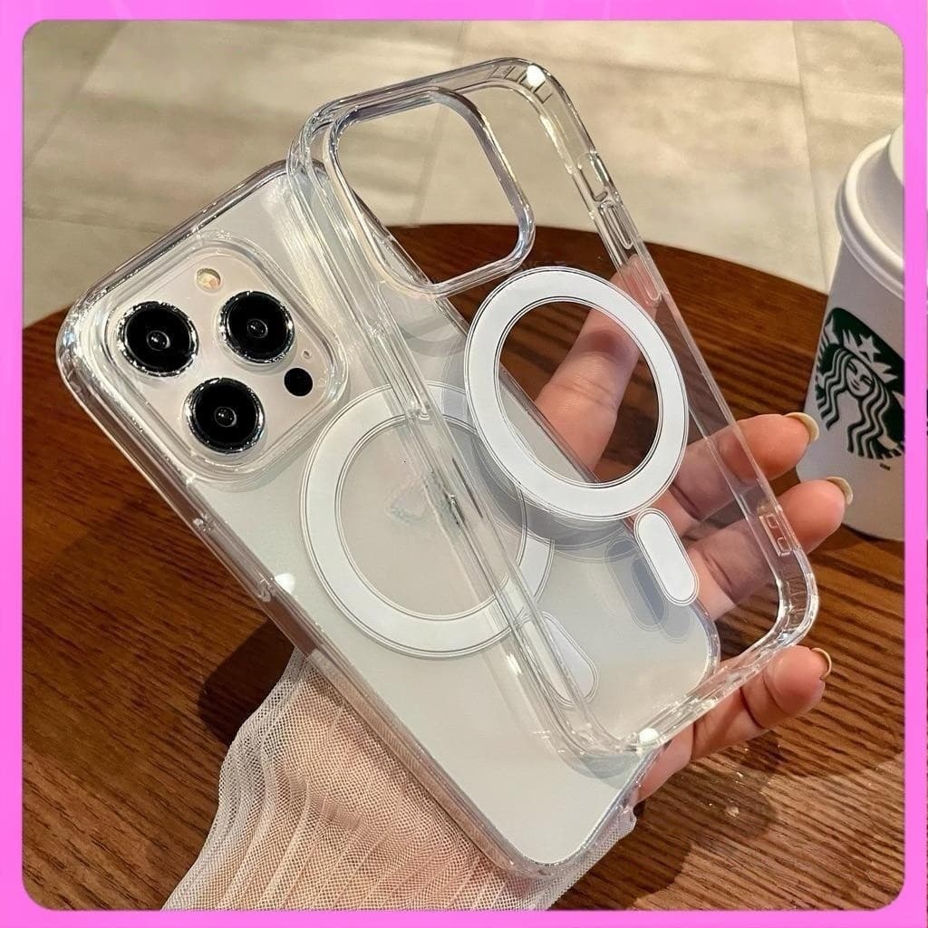 Ốp Sạc Không Dây Từ Tính Ốp lưng iPhone Cho Iphone 7 xs xr 11 12 13 14 15 16 Pro Max Plus Vỏ Cứng Chống Sốc Trong Suố