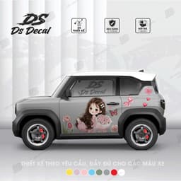 [ TẶNG GẠT DÁN] Tem xe VF3 - Ds Decal - Tem xe VF3 cho nữ - Tem trang trí ngoại thất chống nước, bền màu (1 bộ 2 bên) 4