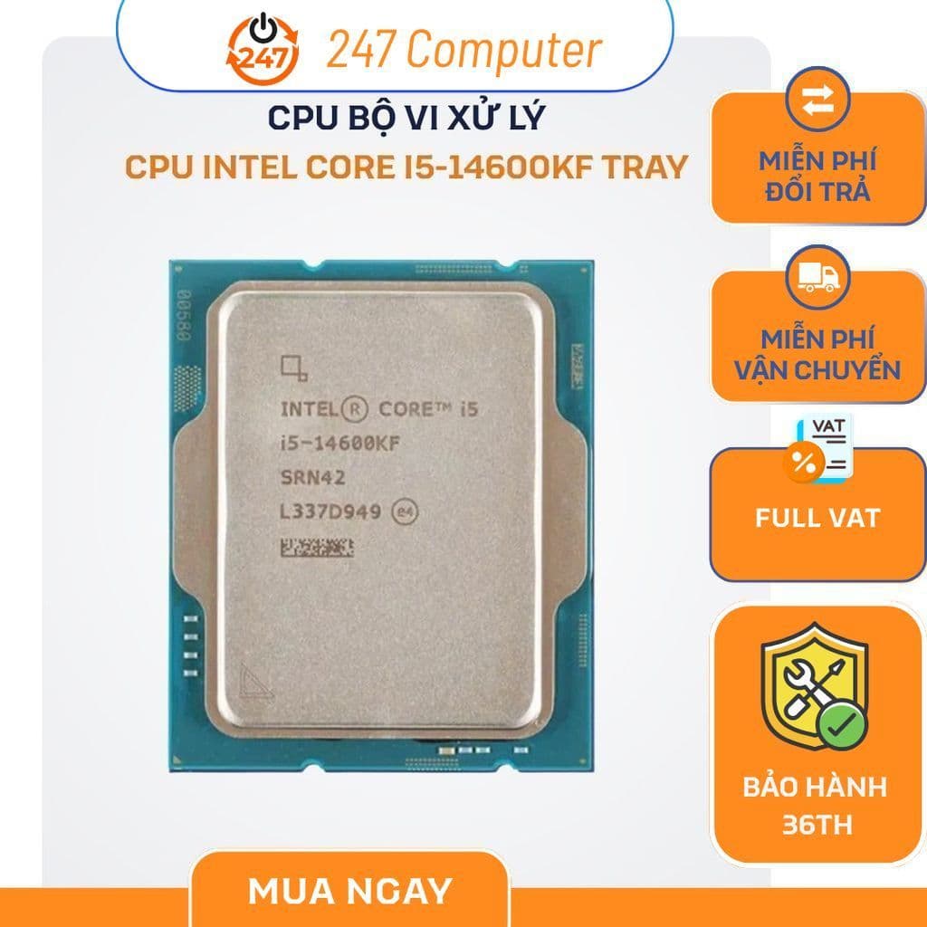 [NEW FULL VAT] CHIP XỬ LÝ CPU INTEL CORE  I5-14600KF TRAY - BẢO HÀNH 3 NĂM