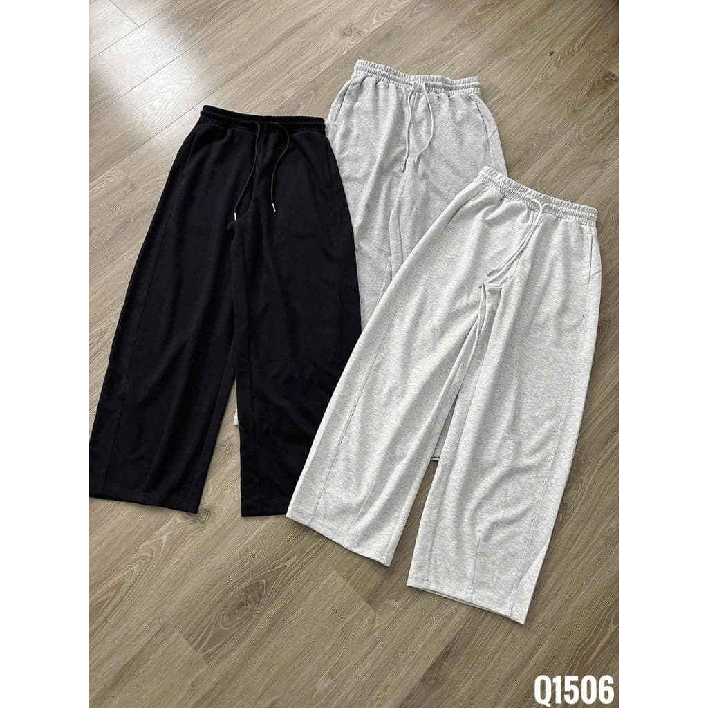 (freesize 39-50kg ) Quần Nữ Ống Rộng Chất Liệu da cá  Cạp Chun Có Dây Rút  Chiều Dài 95cm -chang3158