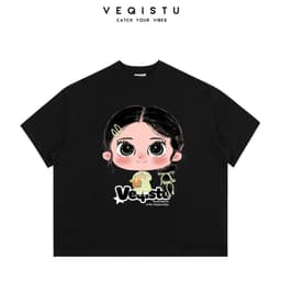 [Ver.2.2] Áo Thun Boxy Local Brand VEQISTU "Chibi Girl", Áo Thun Unisex Form Rộng 250GSM Cotton 3