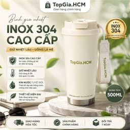 Bình Giữ Nhiệt TopGia Premium 500ml Inox 304 – Sang Trọng, Tiện Dụng, Giữ Nhiệt Lâu, thiết kế dây đeo tiện lợi. 1