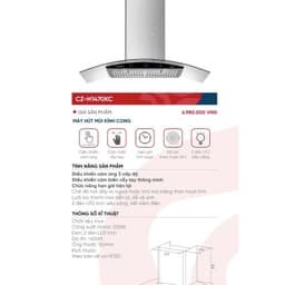 Hút mùi kính cong cảm ứng VẪY TAY Canzy CZ H1470KC-70CM / H1490KC-90CM Bảo hành chính hãng 3 năm.máy hút khói nhà bếp. 5