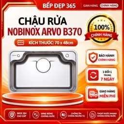 Chậu rửa 1 hố cao cấp NOBINOX ARVO B370 | Kích thước 70 X 48 CM |HÀNG CHÍNH HÃNG 1