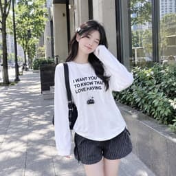 Áo thun giấy cổ tròn thu đông chất thun giấy xước mỏng mát mẻ in chữ phong cách Hàn Quốc  TG WAN18 7 4