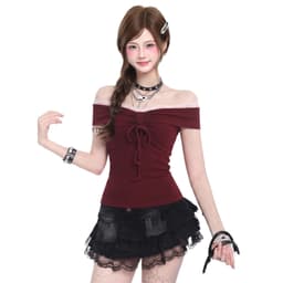 Áo Nữ Kiểu Trễ Vai Viền Phối Ren  Thắt Nơ Ngực Dễ Thương A51593 9 7 - Sam botique 4