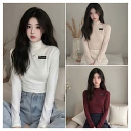 Áo giữ nhiệt nữ CÓ LÓT NỈ cổ cao 3P dáng ôm dày dặn co giãn - chữ DUMMBLE -thoitranghs99 3