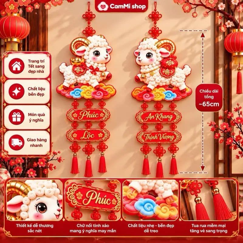 Set đôi khánh treo tết 2027 chúc mừng năm mới -may mắn-tài lộc