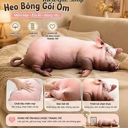 Gối Ôm Heo Hồng 3D Siêu Mềm Dễ Thương – Gối Ôm Ngủ Kích Thước 60cm và 40cm Giúp Bạn Có Giấc Ngủ Ngon 1