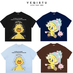 Áo Thun BOXY Local Brand VEQISTU "Vịt Cafe + Vịt Xù", Áo Thun Boxy Form Rộng Unisex 250Gsm  Cotton 1