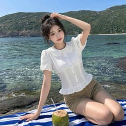Áo sơ mi kiểu cổ bèo xinh xắn xếp ly eo có dây buộc dáng ôm xinh AD38  7