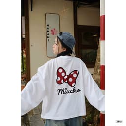 Áo thun tay dài Form Boxy ,áo phông cổ tròn in hình Mickey 2 mặt chất cotton dày dặn nam nữ mặc được phong cách Hàn 2