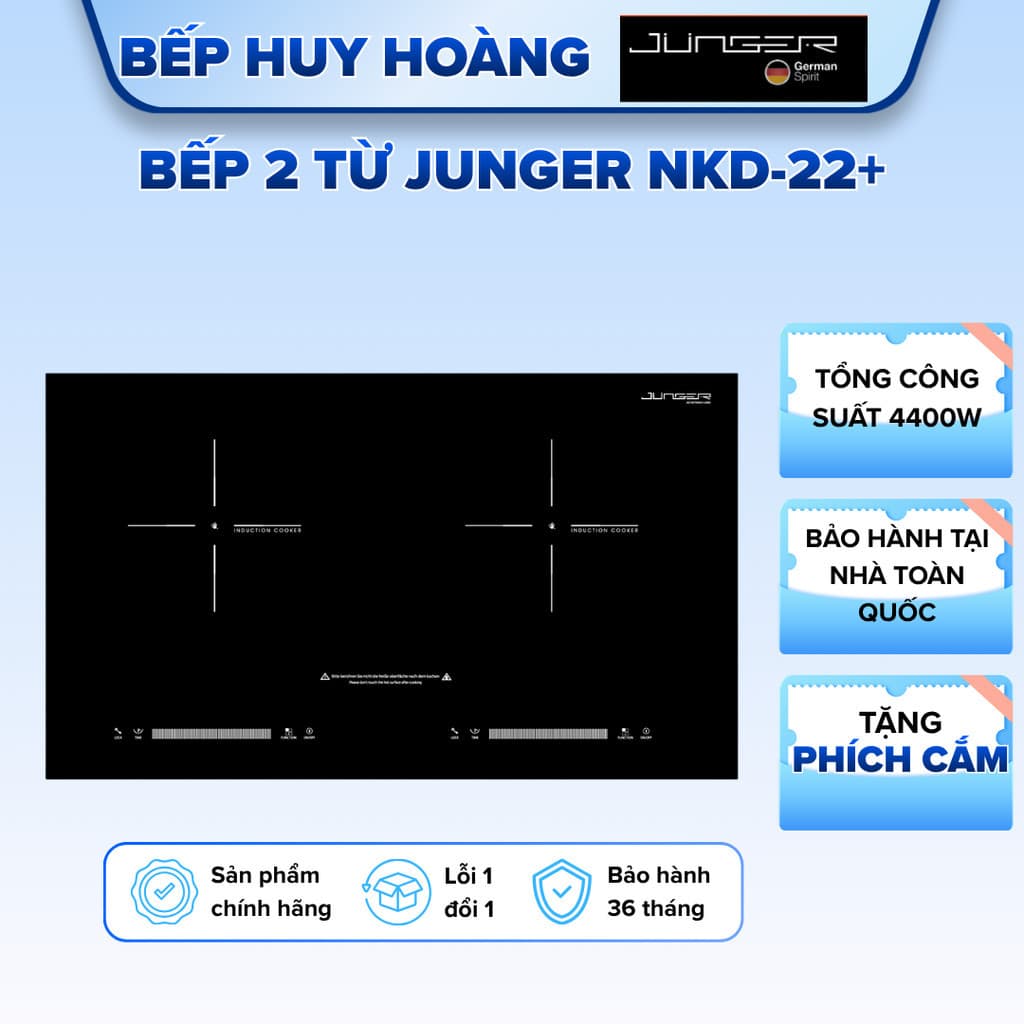 Bếp từ đôi Junger NKD-22+ , Chính hãng bảo hành, Nhập Thái Lan, Tiết Kiệm Điện, Bền Bỉ