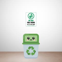 [Hỏa Tốc] Decal Dán "Bỏ Rác Vào Thùng - Put It In The Trash" Chống Thấm Nước, Bền Đẹp 3