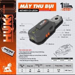1 Bộ Thu Bụi Khoan 4V HUKAN (Gen3) G3-LDC04 | Hút Bụi Khi Khoan | Lực Hút 13kg | Sạc Type-C 2