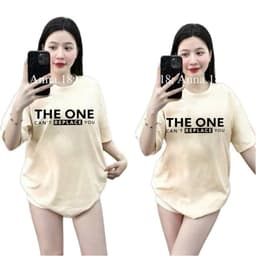 (  Áo Thun MỎNG )  Áo Thun Cotton Form Oversize Unisex Nam Nữ Đơn Giản Basic Mặc Hằng Ngày chữ THE ONE 5